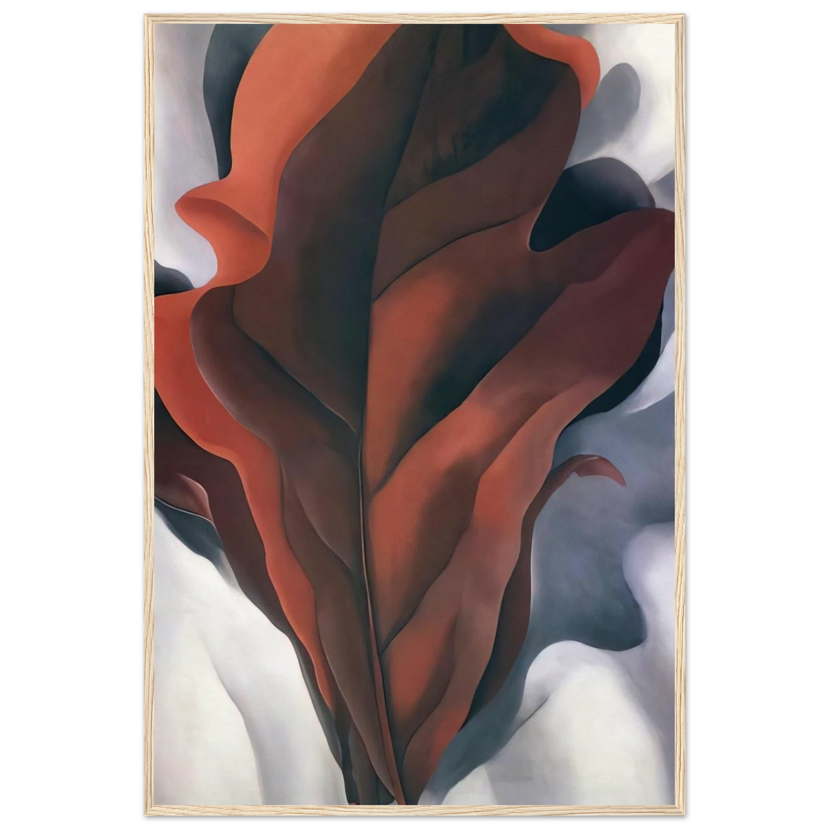 Large Dark Red Leaves on White Framed Poster | Georgia O'Keeffe Framed Prints Wall Art | Georgia O Keeffe Prints