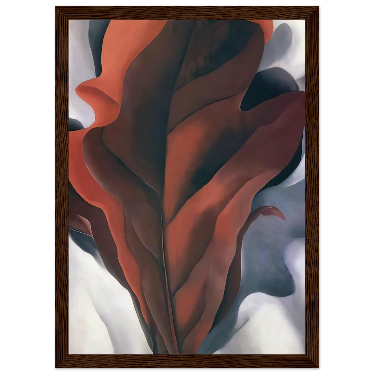 Large Dark Red Leaves on White Framed Poster | Georgia O'Keeffe Framed Prints Wall Art | Georgia O Keeffe Prints