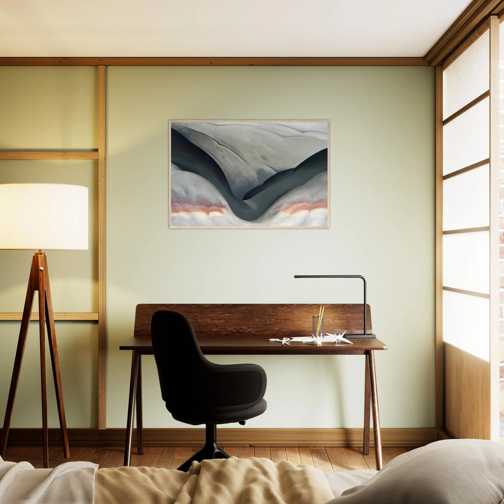 Black Place, Grey and Pink Framed Poster | Georgia O'Keeffe Framed Prints Wall Art | Georgia O Keeffe Prints