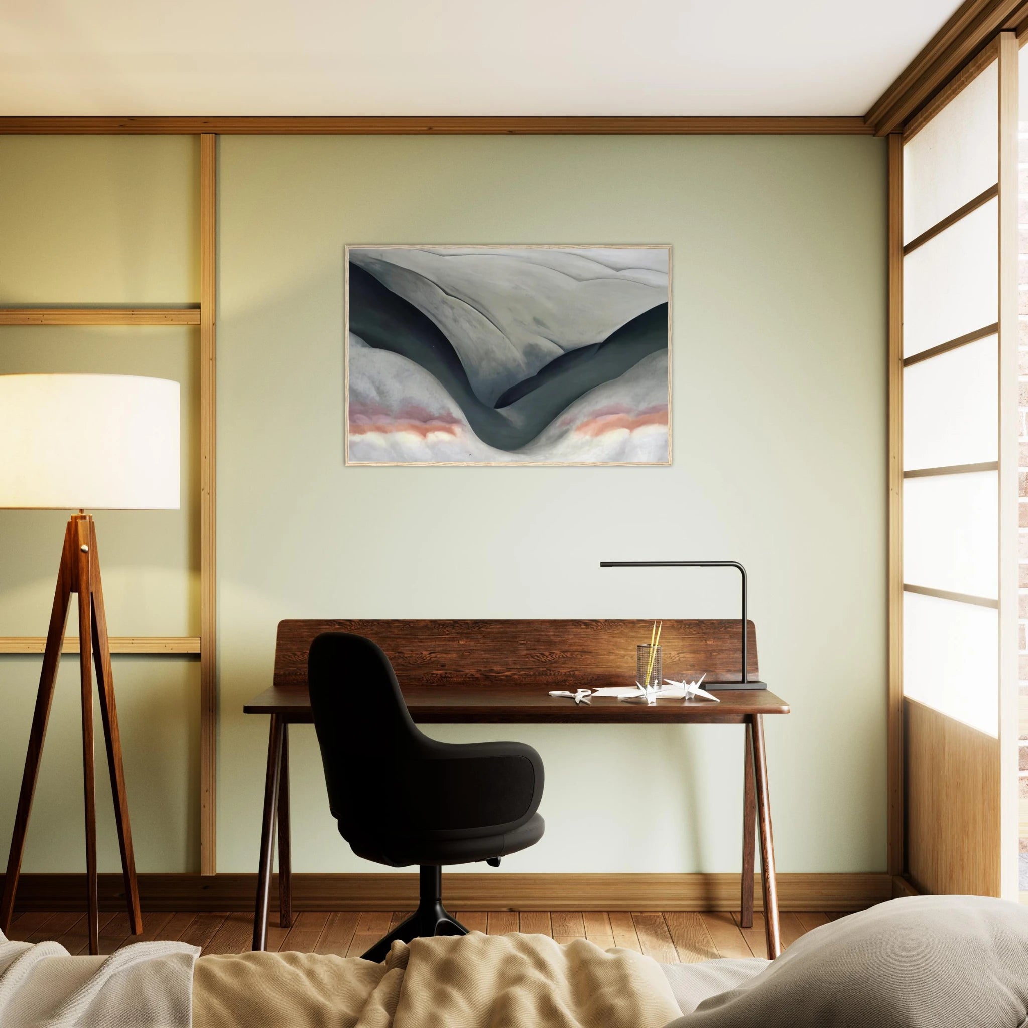 Black Place, Grey and Pink Framed Poster | Georgia O'Keeffe Framed Prints Wall Art | Georgia O Keeffe Prints