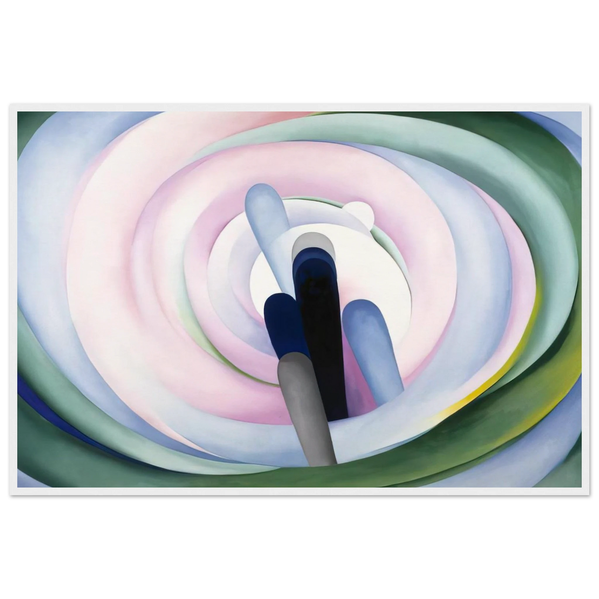 Grey Blue and Black, Pink Circle Framed Poster | Georgia O'Keeffe Framed Prints Wall Art | Georgia O Keeffe Prints